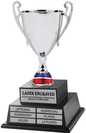 Silver Metal Cup Twin Tier Perpetual Trophy [TMPP2L-1441]